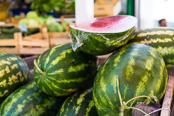 Melonen auf Bauernmarkt in Zadar (Kroatien)